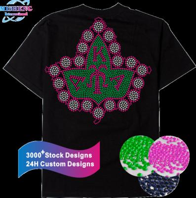 China Custom Flatback AKA Factory Sorority Rhinestone Bling Studs Heat Transfer Design For Apparel T-shirt for sale