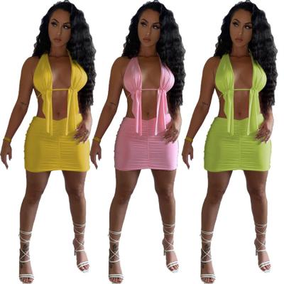 China Hot Sale QUICK DRY Casual Bandage Set Hot Selling Border Women's Two Piece Clothing for sale