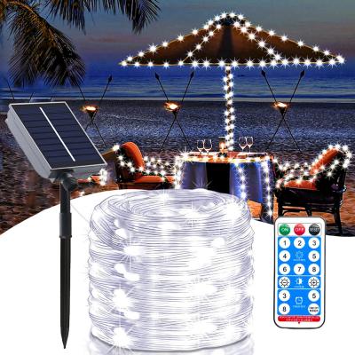 China 24V 100LED DIY Leather Wire Lamp Solar String Light For Wedding Garden for sale