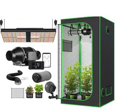 China 3 Plants Smart Grow Tent Set 1680D Mylar 80x80x180cm Grow Box with240W Samsung LM301H LED Lamp and WiFi APP Fan Te koop