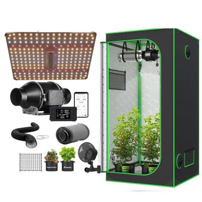 China 2X2 Smart Grow Box Complete Set 60x60cm 600D 1680D Grow Tent With LED Lamp Wifi APP Inline Duct Fan for sale