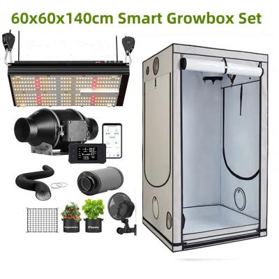 China Smart Grow Zelt Komplett Kit 80x80x180cm 1680D White PE Plant Tent Samsung LED Lamp UV IR with WIFI APP Inline Duct Fan zu verkaufen