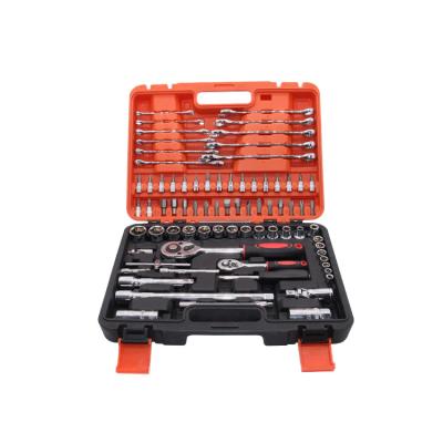 China 78 Pcs Heavy Duty 1/2 and 1/4 Inch CRV Professional Customized Socket Wrench Set With 24T Ratchet Spanner Wrench for sale