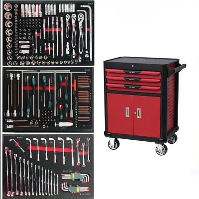 China Factory Price Metal Mechanic Workshop Bench Garage Tool Trolley Box Roll Durable Steel Cabinet With Tools for sale