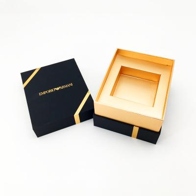 China Recyclable Luxury Black Matte Lamination With Gold Foil Stamp Gift Box for sale