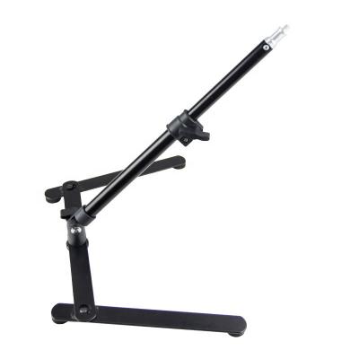 China Black Aluminum Photography Digital Camera Adjustable Table Top Stand Set Mini Monopod Tripod Mobile Phone Tripod Phone Holder For Ring Light for sale