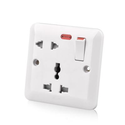 China Brass or Iron Weiwo Home Use 13A Electrical Sockets and Switch with Wall Switch Neon Socket 5 Pin Plugs (16A) for sale