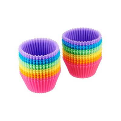 China Sustainable Reusable Easy Clean Pastry Muffin Molds Non Stick Silicone Cupcake Baking Liners for sale