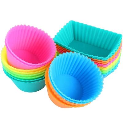 China Standard Size Viable Reusable Cupcake Cups Liner Holder Silicone Muffin Baking Cups Mold for sale