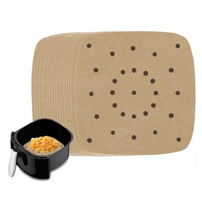 China Disposable Perforated Air Fryer Parchment Paper Liners Sheets Square Paper Unbleached Baking Parchment Paper for sale