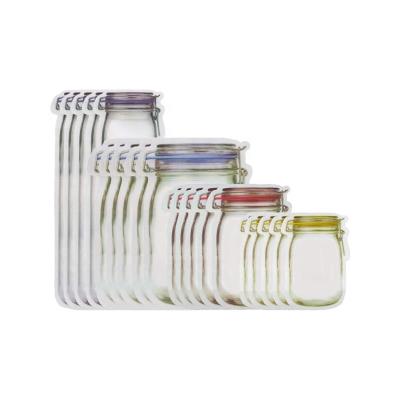 China Mason Airtight Seal Food Bag Leak Proof Sustainable Ziplock Bottles Shaped Food Storage Zipper Bags for sale