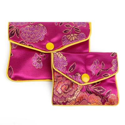 China Wholesale Cotton Chinese Style Lucky Bag Buckle Satin Embroidery Cloth Bag Jewelry Ring Bracelet Storage Jewelry Bag Pendant for sale