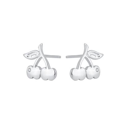 China High quality s999 small cherry earrings sterling silver high-end temperament earrings retro nsi style French female personality earrings for sale