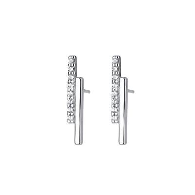 China High quality s999 sterling silver one word stud earrings for women 2022 new fashionable double row diamond earrings for sale