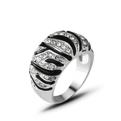 China CLASSIC Korean pattern diamond zebra gift trend fashion ring men's and women's couples rings custom silver for sale