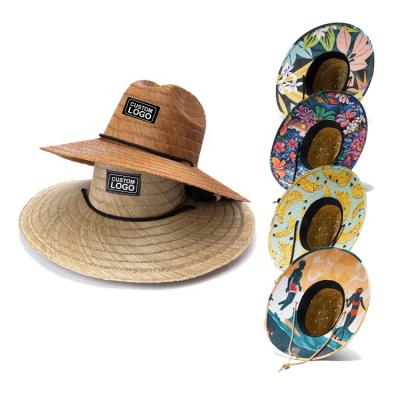 China Casual Lifeguard Sun Proof Unisex Wide Brim Straw Beach Hat With Logo Spring Women Wholesale Sun Proof Summer for sale