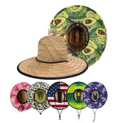 China Wholesale Custom Sun Proof Logo Wide Brim Boy Children Baby Lifeguard Straw Hat For Kids for sale