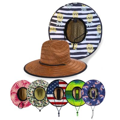 China Wholesale Custom Soft And Comfortable Baby Logo Wide Brim Boy Children's Straw Hat For Kids Lifeguard for sale