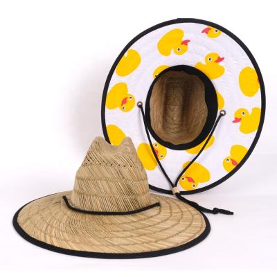 China Sunproof 2021 Summer Popular Beach Plain Unisex Wide Brim Lifeguard Large Baby Straw Hat For Kids for sale