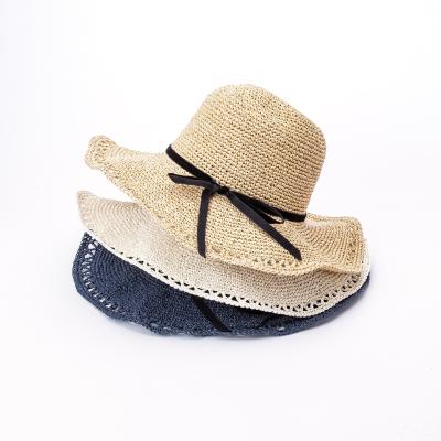 China Character Women Spring Summer Paper Decorations Foldable Customized Straw Hats With Three Colors for sale