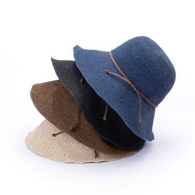 China Wholesale Multi Color Handmade Wide Brim Summer Character Fashion Beach Girls Foldable Straw Bucket Hats for sale