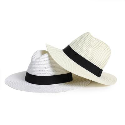 China Custom Summer Handmade Paper Straw Hat For Women Braid Sun Logo Ribbon Fedora Sun Proof Sun Proof Beach Braid for sale