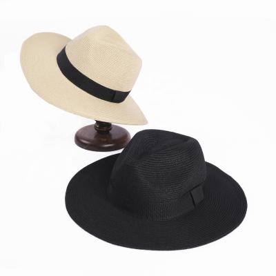 China 2022 Soft and Comfortable Logo Wide Brim Men Women Custom Made Wholesale Straw Fedora Hats for sale