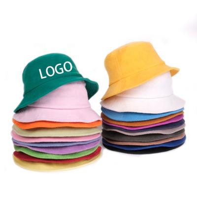 China 2021 Customs White Logo Designer Print Blue Green Comfortable Cotton Terry Cloth Toweling Bucket Hats Unisex Adult for sale