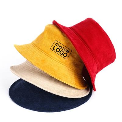 China Logo Fashion Wholesale Designed Adults Custom Made Cozy Soft Unisex Corduroy Embroidered Fisherman Bucket Hat for sale