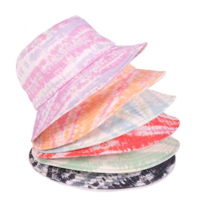 China Comfortable Custom Logo Print Tie Dye Black Red Green Bucket Hats Designed Men Women Purple for sale