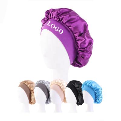 China Designer Women Satin Hair Soft And Comfortable Custom Hood With Logo And Elastic Band for sale