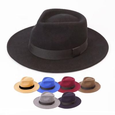 China Warm& 2021 Brand Sellers Wool Single Brim Men's Comfortable Wide Fedora Hats For Adults for sale