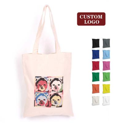 China Custom Logo Cotton Printed Tote Inside Personalized Comfortable Pockets Shopping Canvas Bags for sale