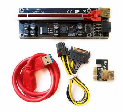 China 8*Solid Capacitor VER009S Plus PCI-E PCIE 6 Pin Riser Card 009s PCI Express 6Pin SATA USB 3.0 Cable 1X 16X Extra for sale