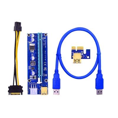 China Graphics Card GPU 2021 New 1x to 16x PCI Express Riser v009s PCI-E 6 Pin Gold Adapter Riser Card for sale