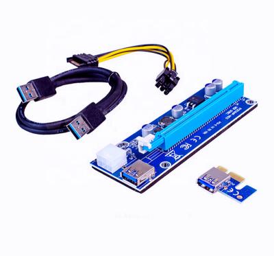 China Graphics card PCI-E 006C gpu card riser PCI-e X1 to X16 riser card USB3.0 cable 60cm SATA to 6Pin PCIe riser 006 for sale