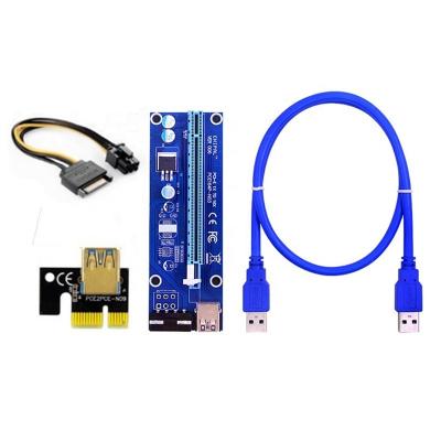 China Graphics Card 4 Pin Pcie Riser PCI-e X1 To X16 USB3.0 SATA Riser Card To PCI 4Pin Riser 006 for sale