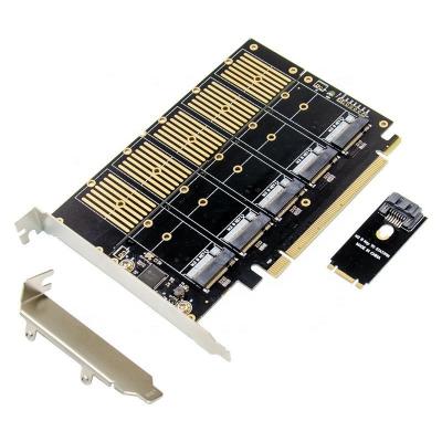 China Desktop PCI-E 3.0 16X to 5 X M.2 B NGFF SSD Expansion Card 5 Ports SATA3.0 6Gbps Adapter Converter MAIN Card for sale