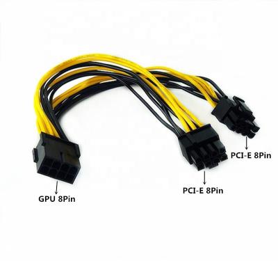 China COMPUTER PCIe 8 Pin to 2 x 8 Pin (6+2) PCI Express PCIE Adapter Power Cable Y - Splitter Extension Cable 18awg 20cm for sale