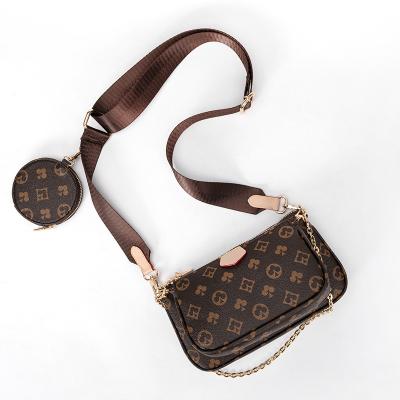 China 100% Eco-friendly Famous Brand Designer Handbag High Quality PU Leather Lady Fashion Checkered Trendy Brand Chain 3 Pieces Set Luxury Women Handbag for sale