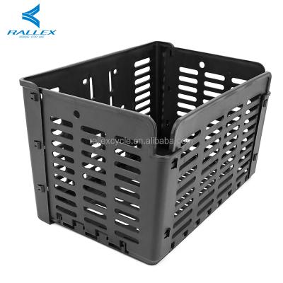 China Easy Installation and Remove RALLEX Good Selling Front Basket Plastic Bike Bicycle Basket with Handle Bike Folding Bicycle Basket for sale