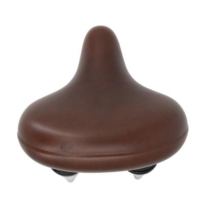 China Comfortable& Retro Soft Brown PU Leather Bicycle Saddle Bike Seat For Road Beach Mountain Cruiser Bicycle for sale