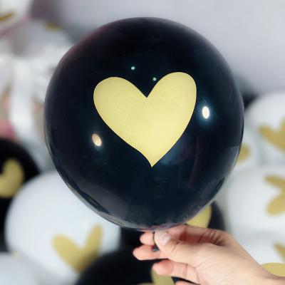 China Ramadan Balloon Black and White Love Printed Latex Balloons Birthday Party Decorations Wedding Romantic Latex Balloons for sale