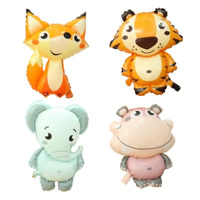 China Three-dimensional Cartoon Elephant Fox Hippo Tiger Party Birthday Decorations Animal Foil Balloon for sale