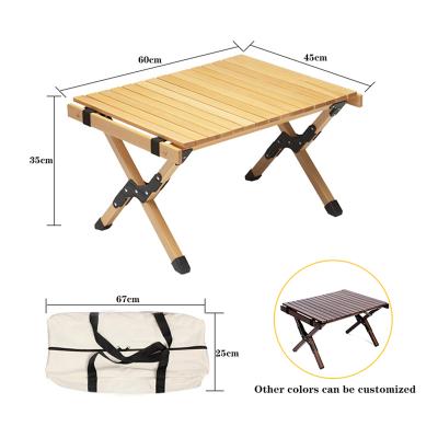 China Easy To Carry Convenient Wooden Collapsed Mini Portable Rolling Camping Tables Outdoor Folding Picnic Tables For Park/Yard for sale