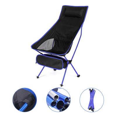 China Outdoor Folding Camping/Hiking/Picnic Lounge Chairs Headrest Comfortable Light Weight High Back Foldable Chair With Non-slip Foot Pad for sale