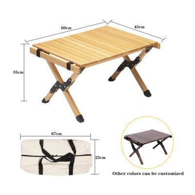 China Easy to carry MOQ portable lightweight foldable table furniture wood rolling picnic camping outdoor folding tables for sale