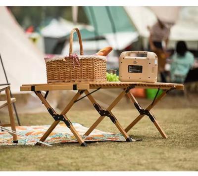 China Modern does not take portable camping table beech wood table space folding wooden camping table for sale