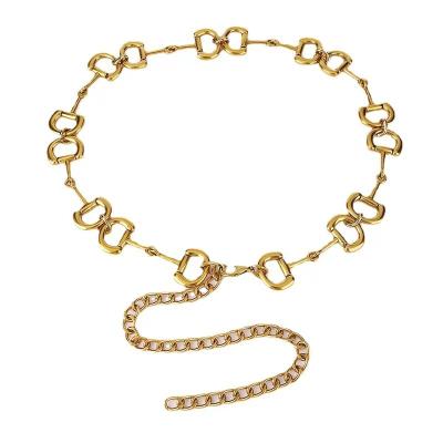 China New Design Fashion Gold Dress Decoration Waist Chain Belt Accessories Metal Bronze Women For Ladies Dress Waist Chain Belt Accessories for sale