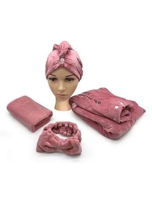 China Cute Women Coral Velvet Bath Towel Dress Skirt Bow Wrapped Chest Towel Hairband Suit Bath Towel en venta